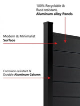 Outdoor black aluminum full privacy fence rust resistant secure backyard fencing