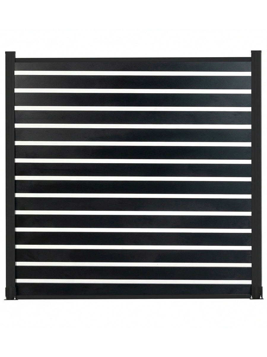 Black aluminum semi privacy fence 6x6 ft modern outdoor metal fencing panel