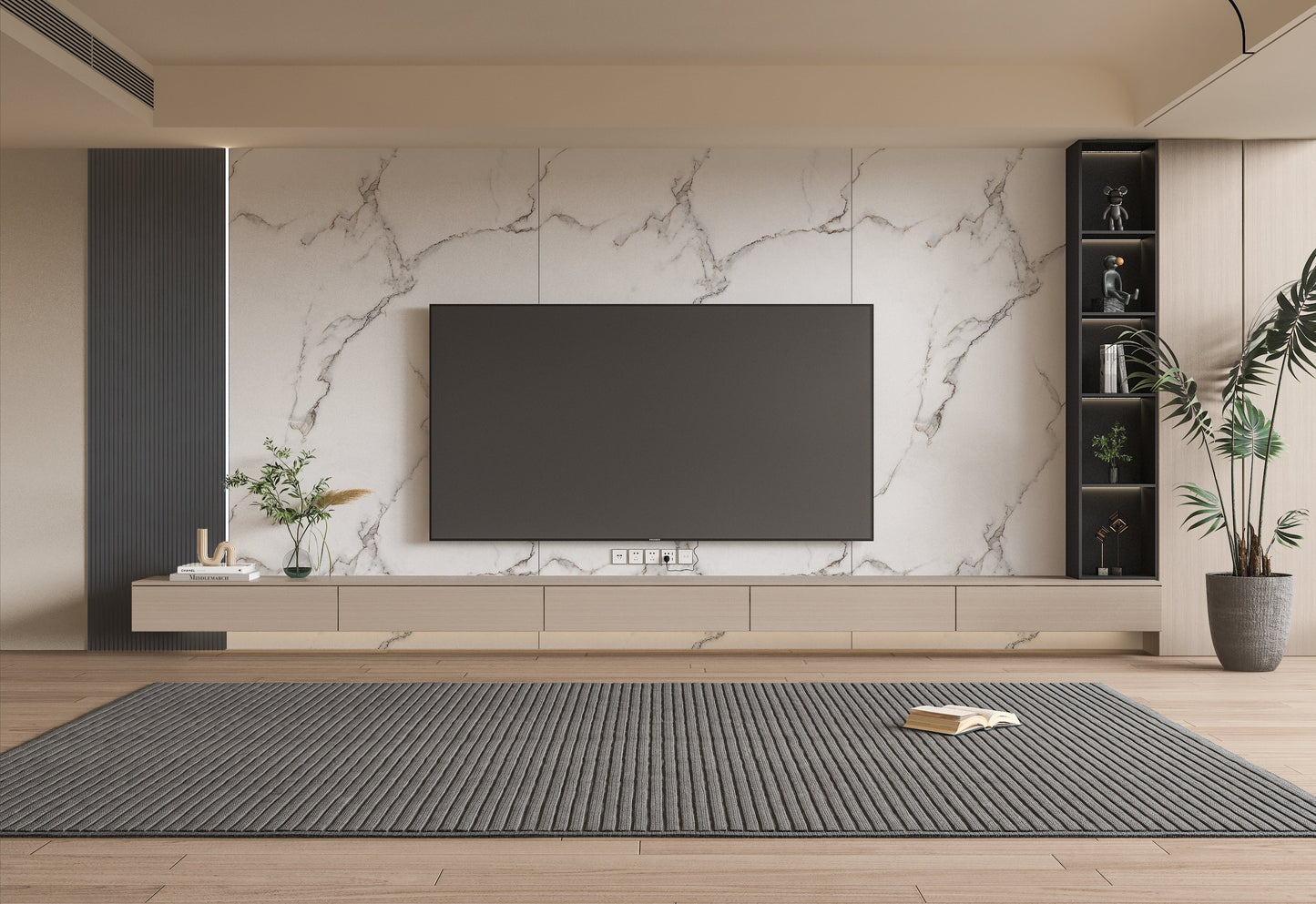 PVC 3D Marble Sheet Calacatta White. NewGen Depot. Tv Wall Design