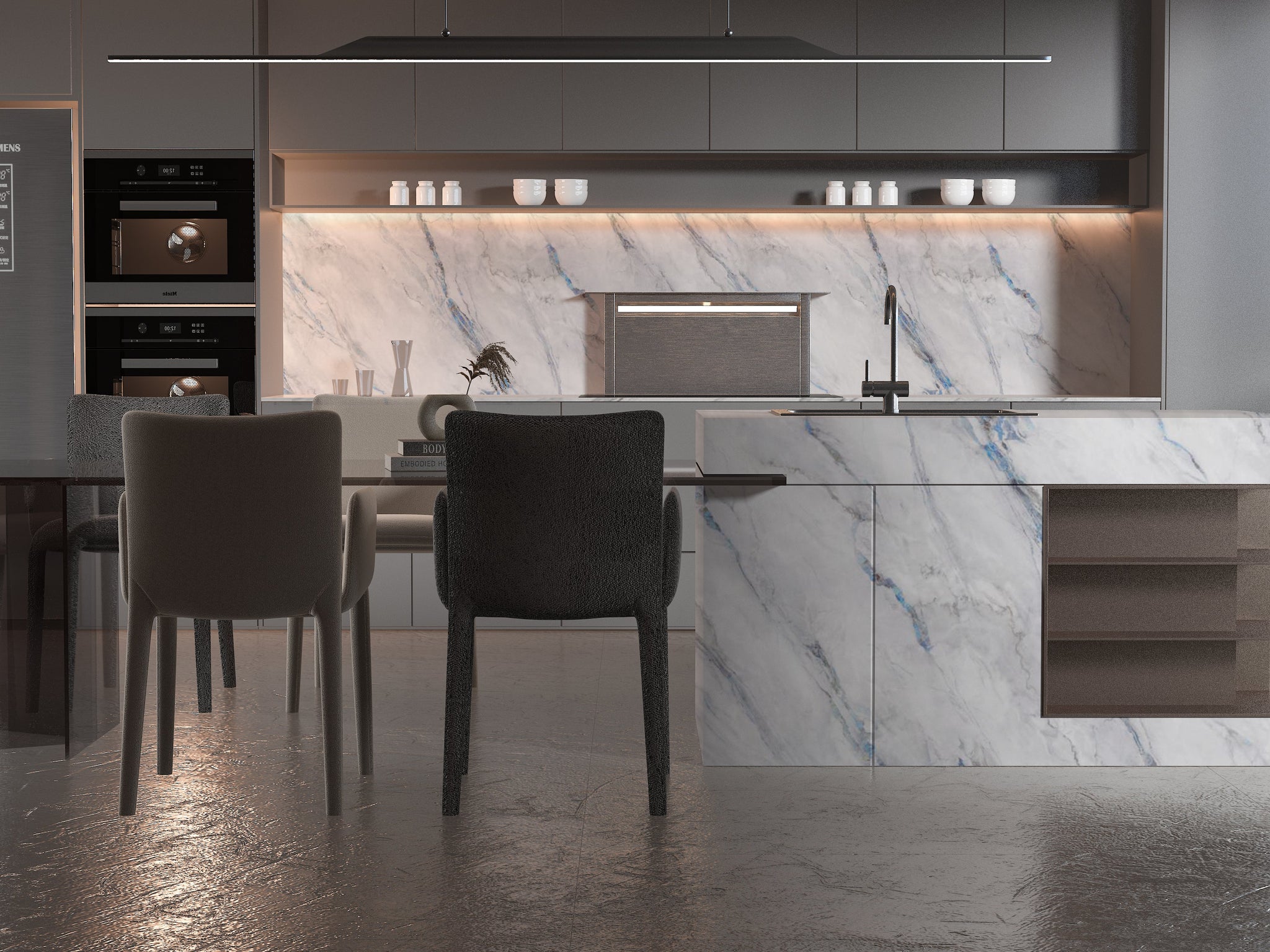PVC 3D Marble Sheet Bluewave. NewGen Depot. Kitchen Design From PVC Marble Sheets
