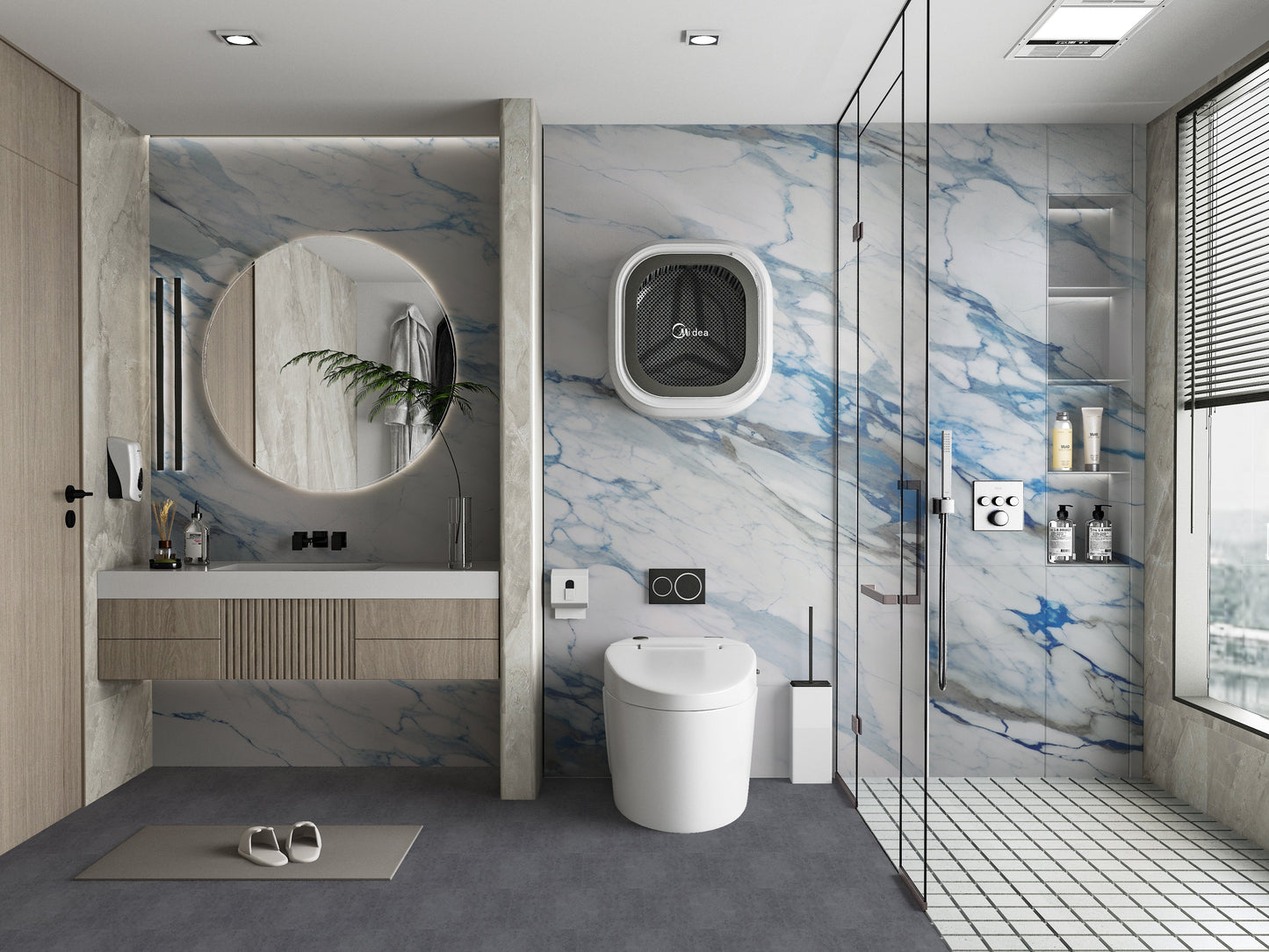 3D Calacatta Azur Marble UV Protected PVC Wall Panel - 4x8 ft, Fireproof & Waterproof, (32 sq. ft)