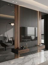Black Mirror Wood Veneer Panel – 9x4 ft, Fireproof, Waterproof & Scratch-Resistant