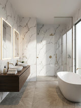 Calacatta White PVC marble shower wall panels waterproof bathroom