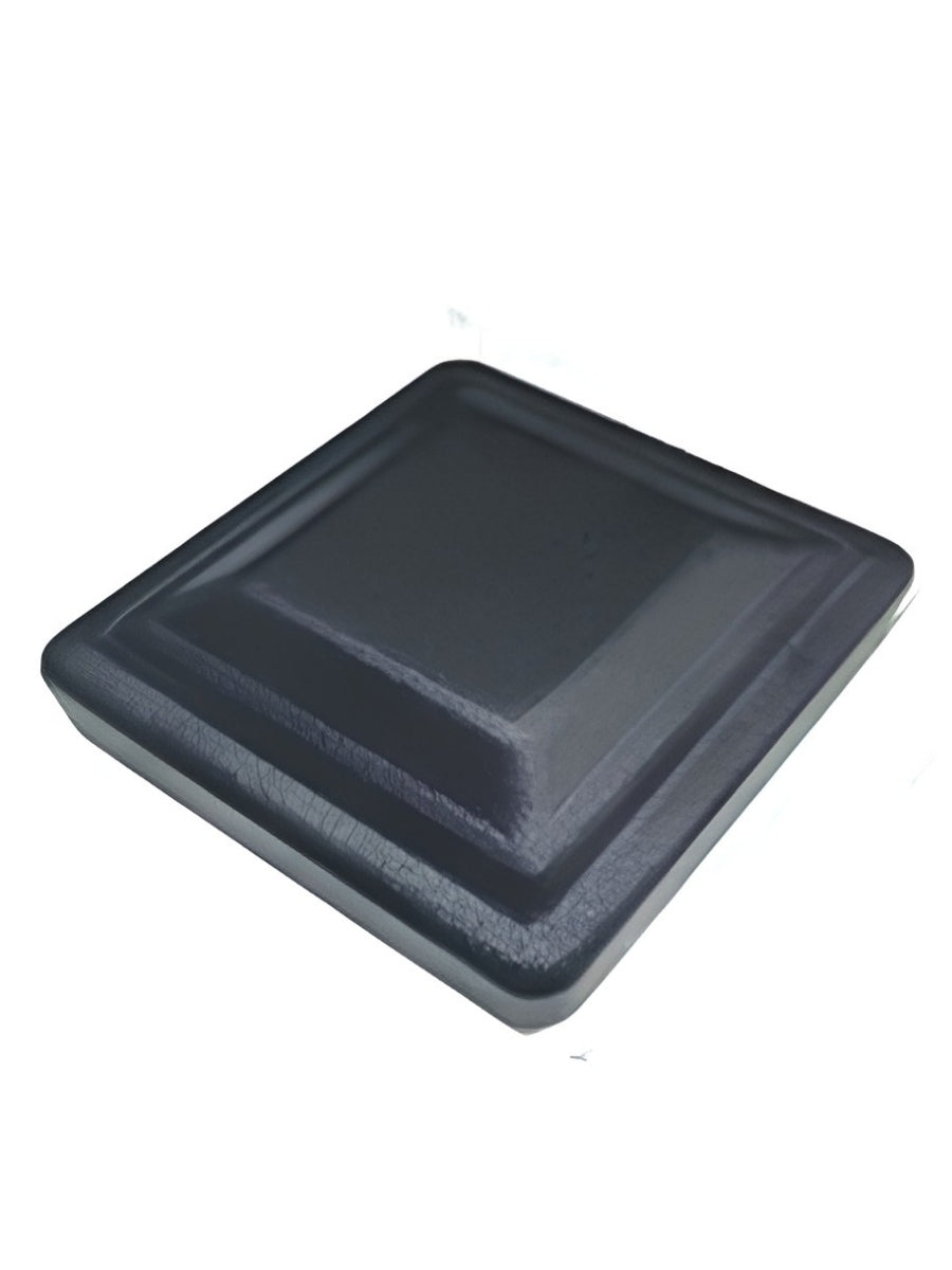 Black square post cap for the 4-inch in-ground gate post