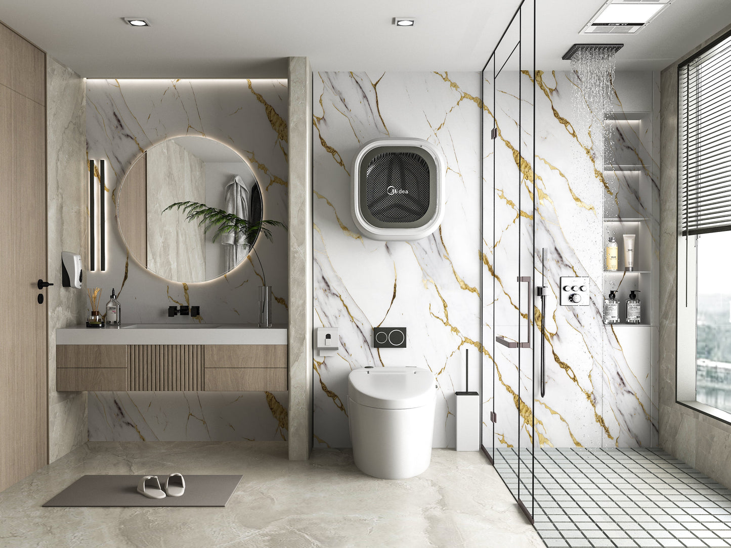PVC 3D Marble Sheet Luxe Gold Vein. NewGen Depot. Bathroom Design From PVC Marble Sheets