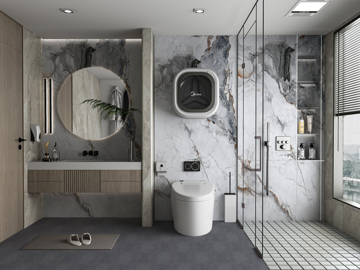PVC 3D Marble Sheet Blue-Brown Veined. NewGen Depot. Bathroom Design From PVC Marble Sheets