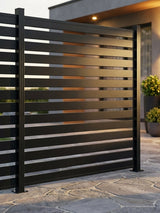 Modern black aluminum semi privacy fence 6x6 ft stylish backyard enclosure