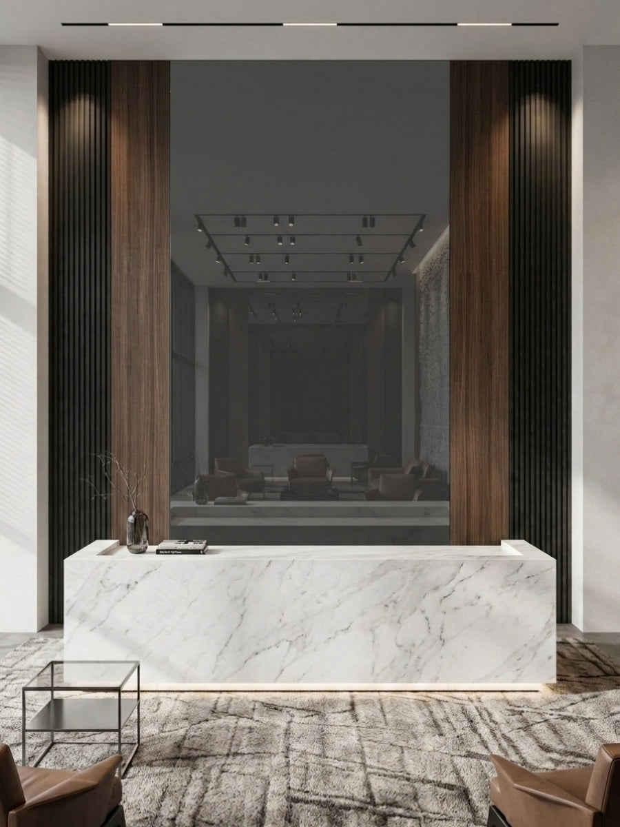 Gray Mirror Wood Veneer Panel – 9x4 ft,  Fireproof, Waterproof & Scratch-Resistant