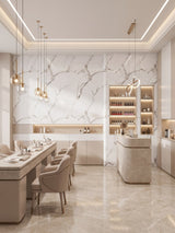 Commercial office featuring Calacatta White PVC marble wall panels