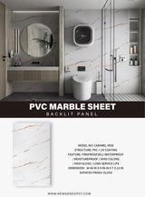 PVC 3D Marble Sheet Caramel Vein Specifications. NewGen Depot