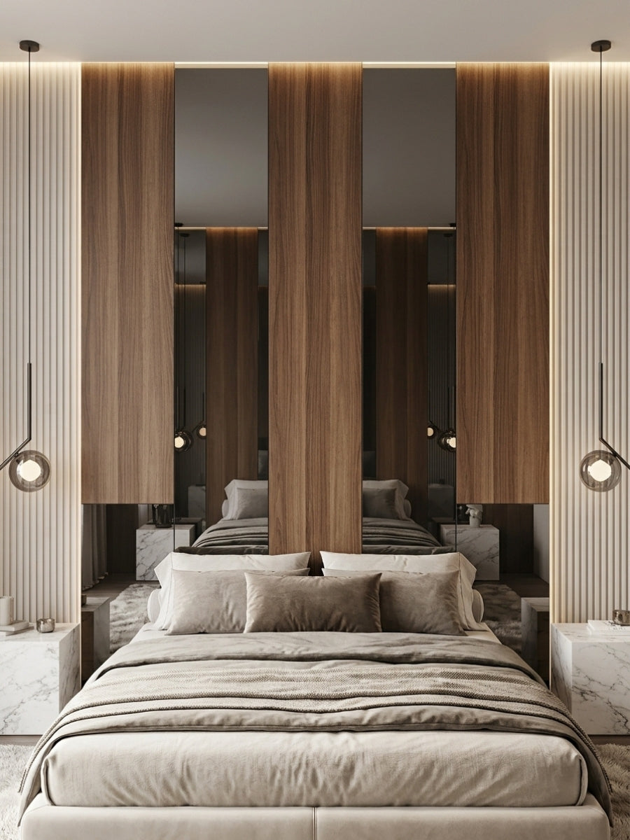 Black Mirror Wood Veneer Panel – 9x4 ft, Fireproof, Waterproof & Scratch-Resistant