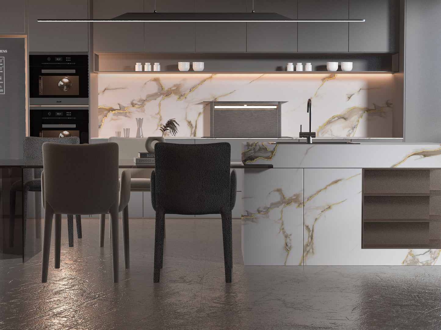 Calacatta Oro Gold Marble UV Protected PVC Wall Panel - Kitchen