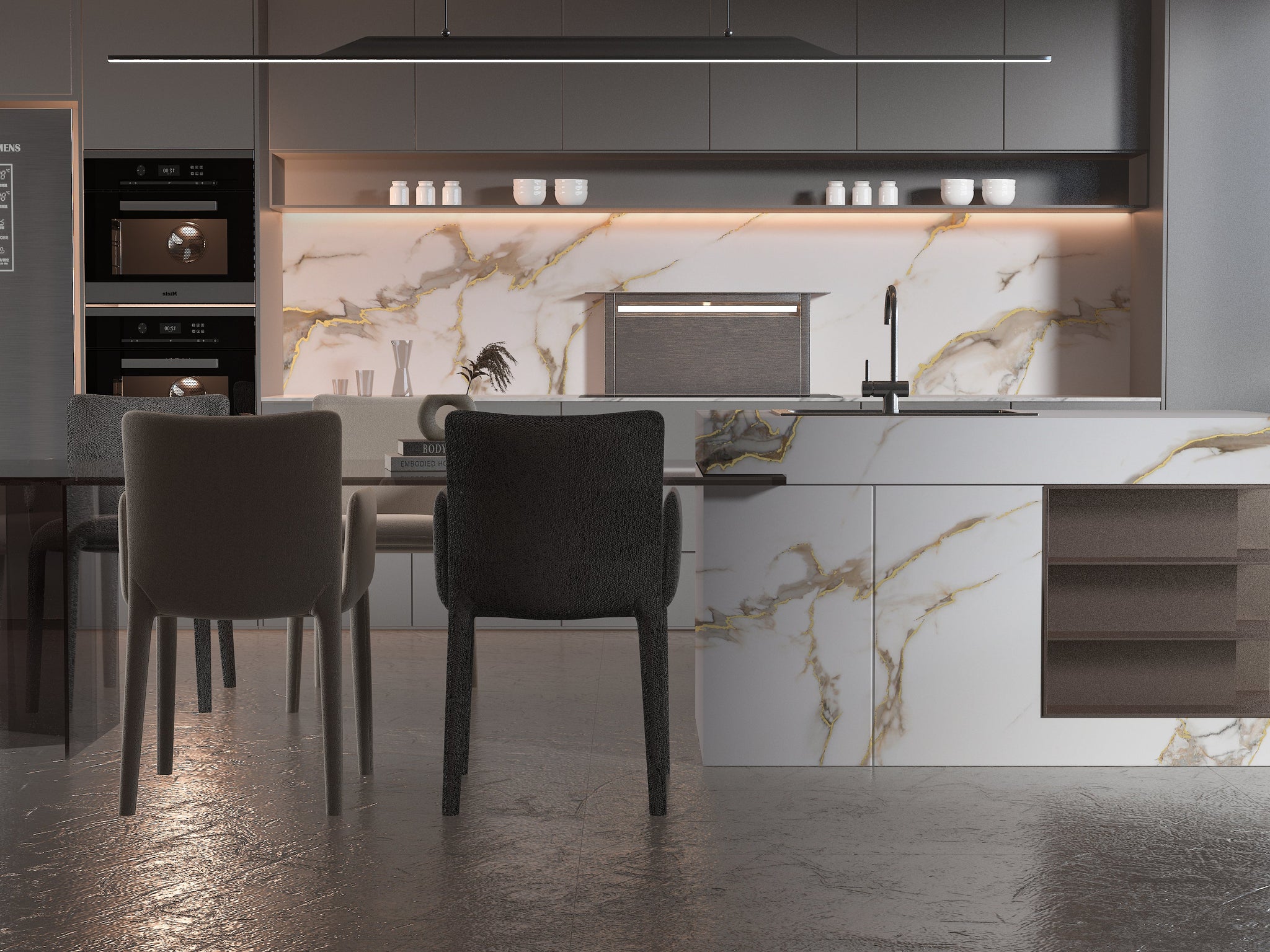 Calacatta Oro Gold Marble UV Protected PVC Wall Panel - Kitchen