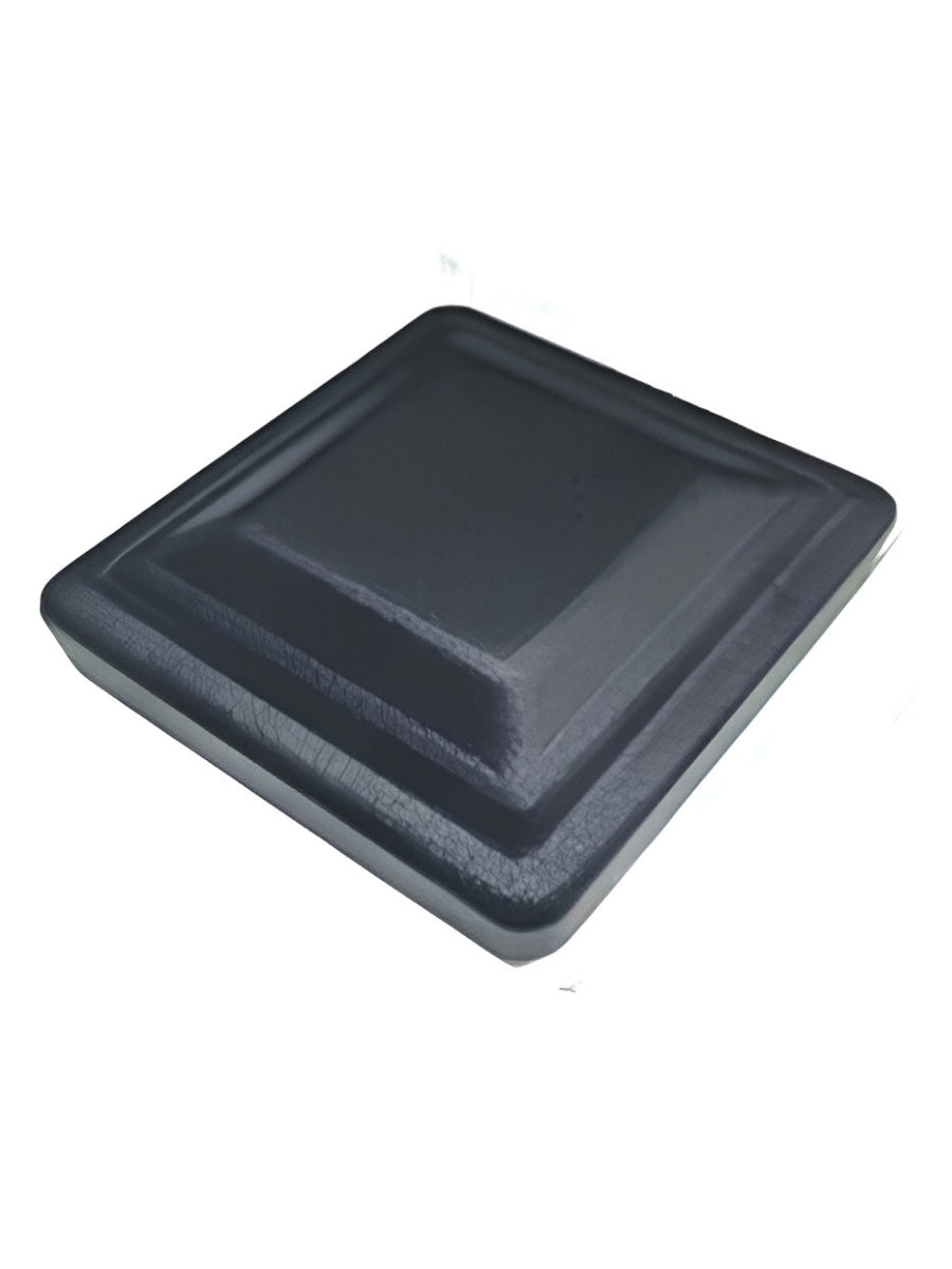 Black square cap for the 8 ft inground gate post shown in close-up