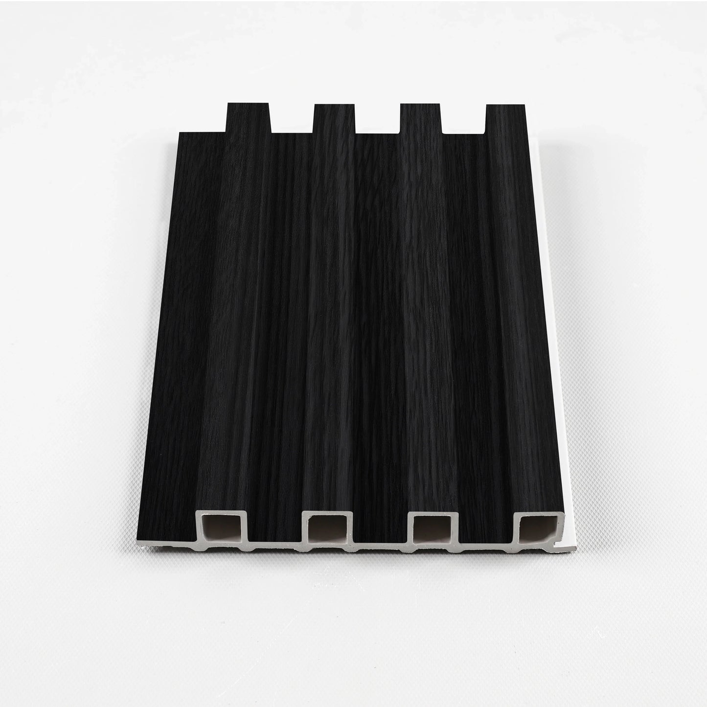 Ashen Oak WPC fluted 3D wall panel sample with modern wood texture