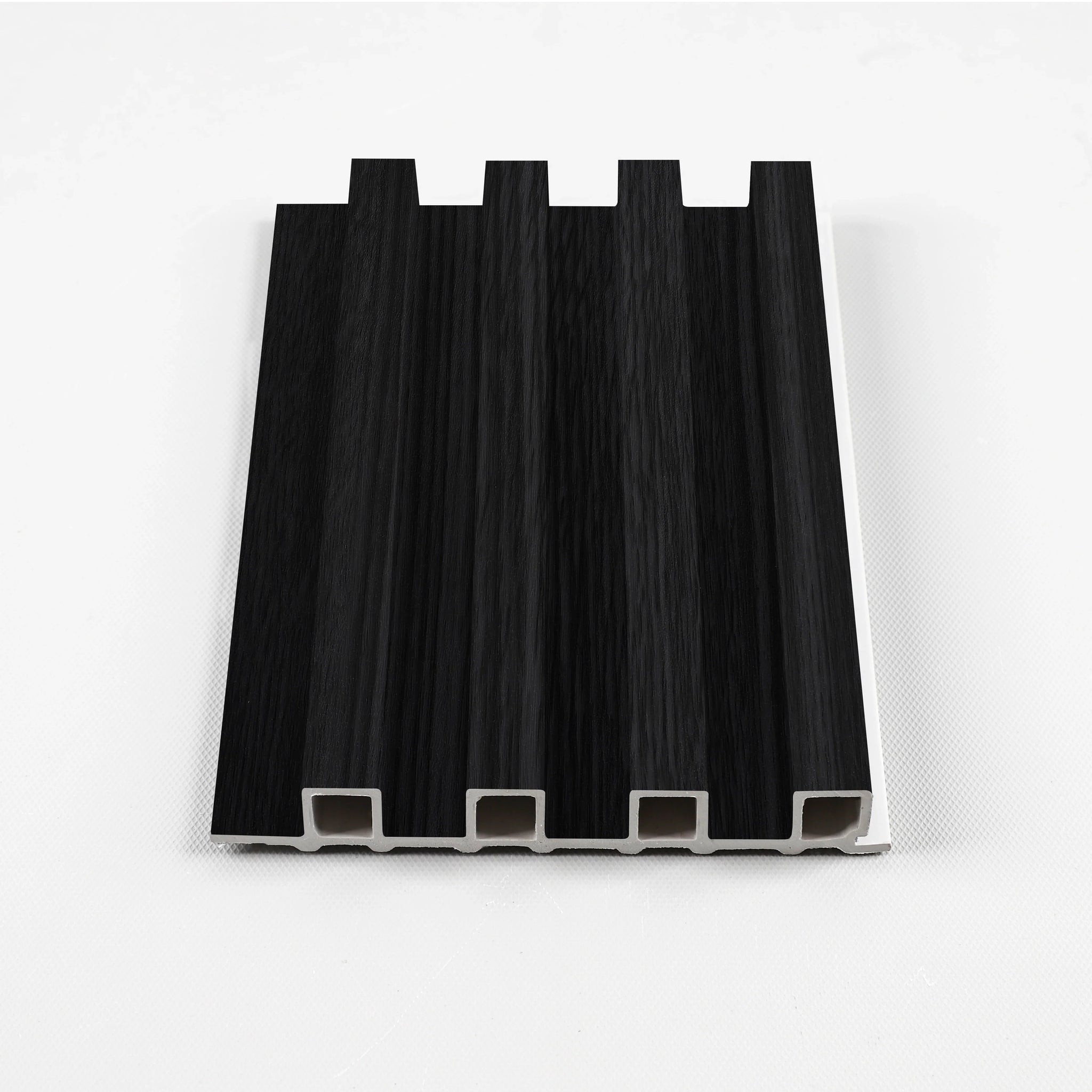 Ashen Oak WPC fluted 3D wall panel sample with modern wood texture