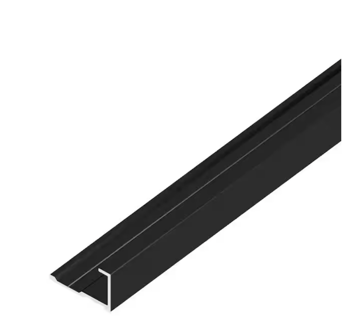 Single black aluminum alloy end cap trim shown diagonally on a white background