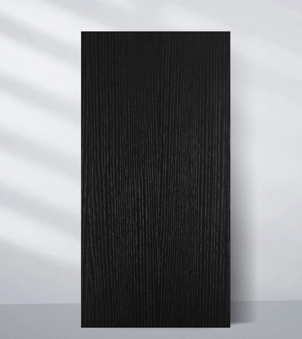 Blackwood veneer commercial wall panel with subtle vertical grain, shown in a full 108 x 48-inch sheet