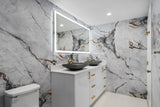 Blue Brown PVC Marble Sheet bathroom Design