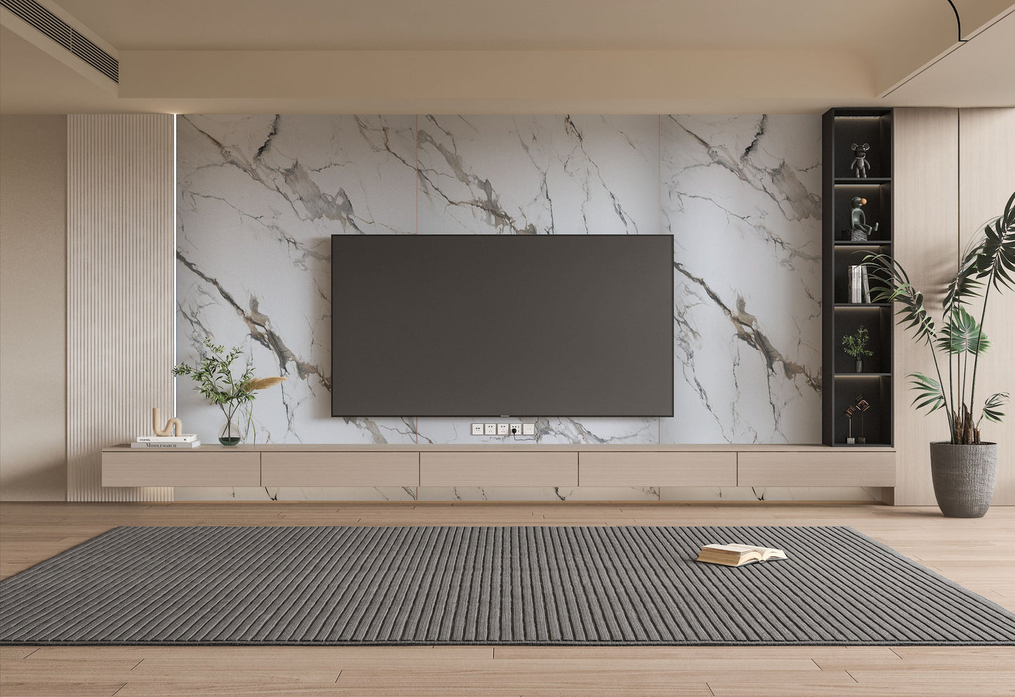 Moonlit Vein Marble UV Protected PVC Wall Panel - 4x8 ft, Fireproof & Waterproof, (32 sq. ft)