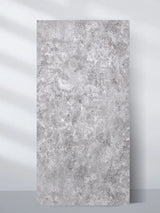 Freestanding gray stone-look PVC sheet with a mottled rough texture