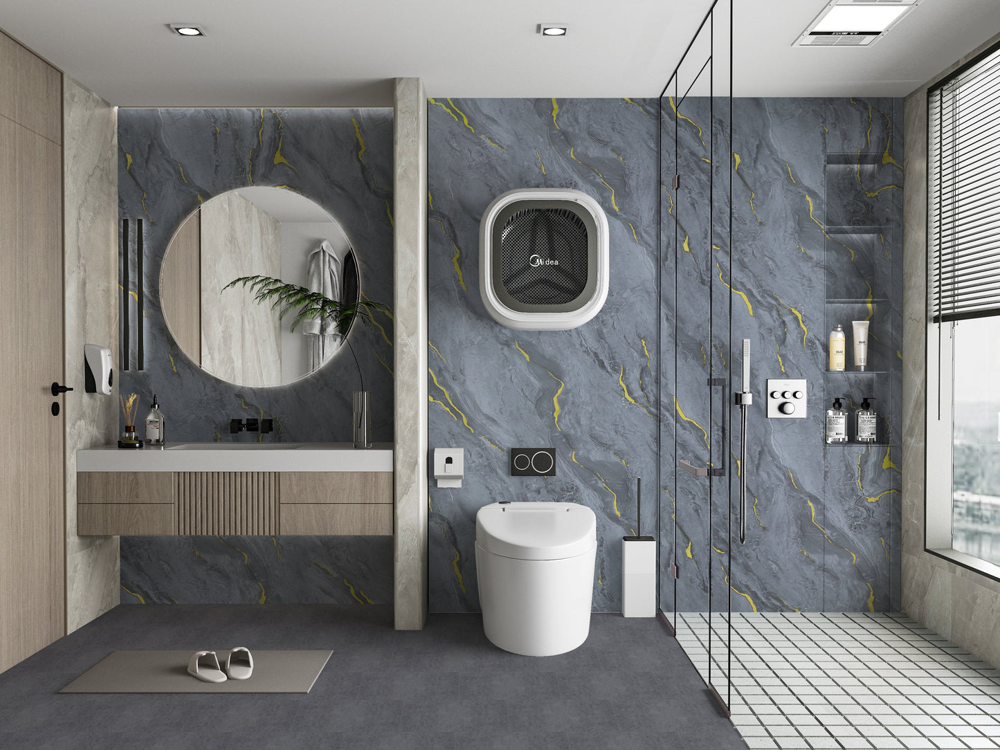 Silver Gold Marble UV Protected PVC Wall Panel - 4x8 ft, Fireproof & Waterproof, (32 sq. ft)