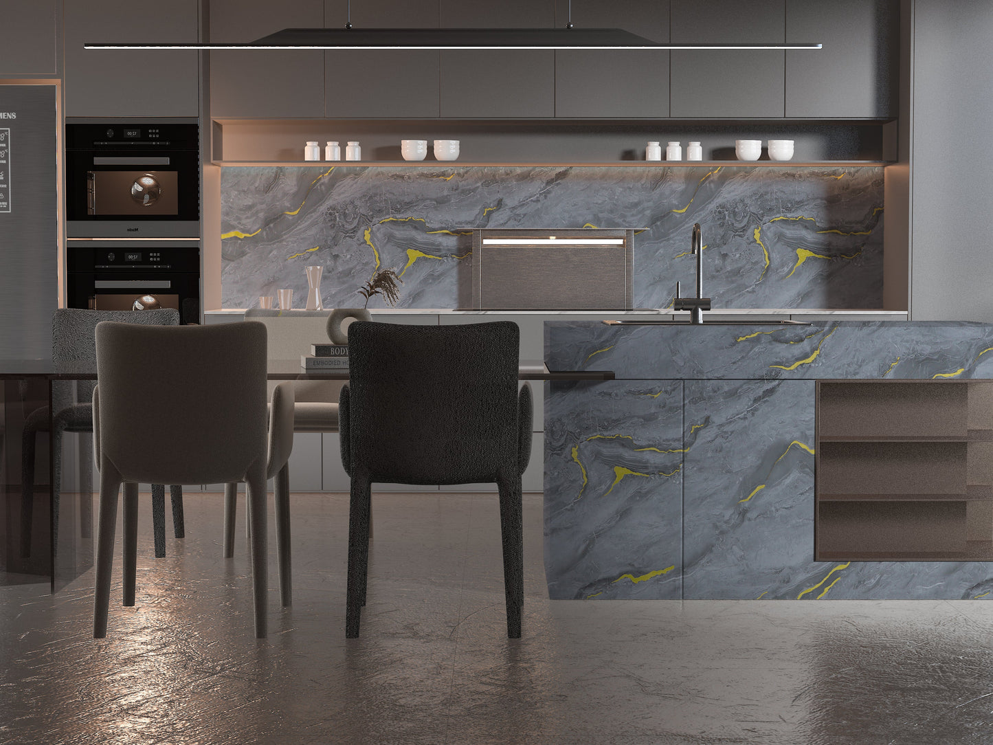 Silver Gold Marble UV Protected PVC Wall Panel - 4x8 ft, Fireproof & Waterproof, (32 sq. ft)