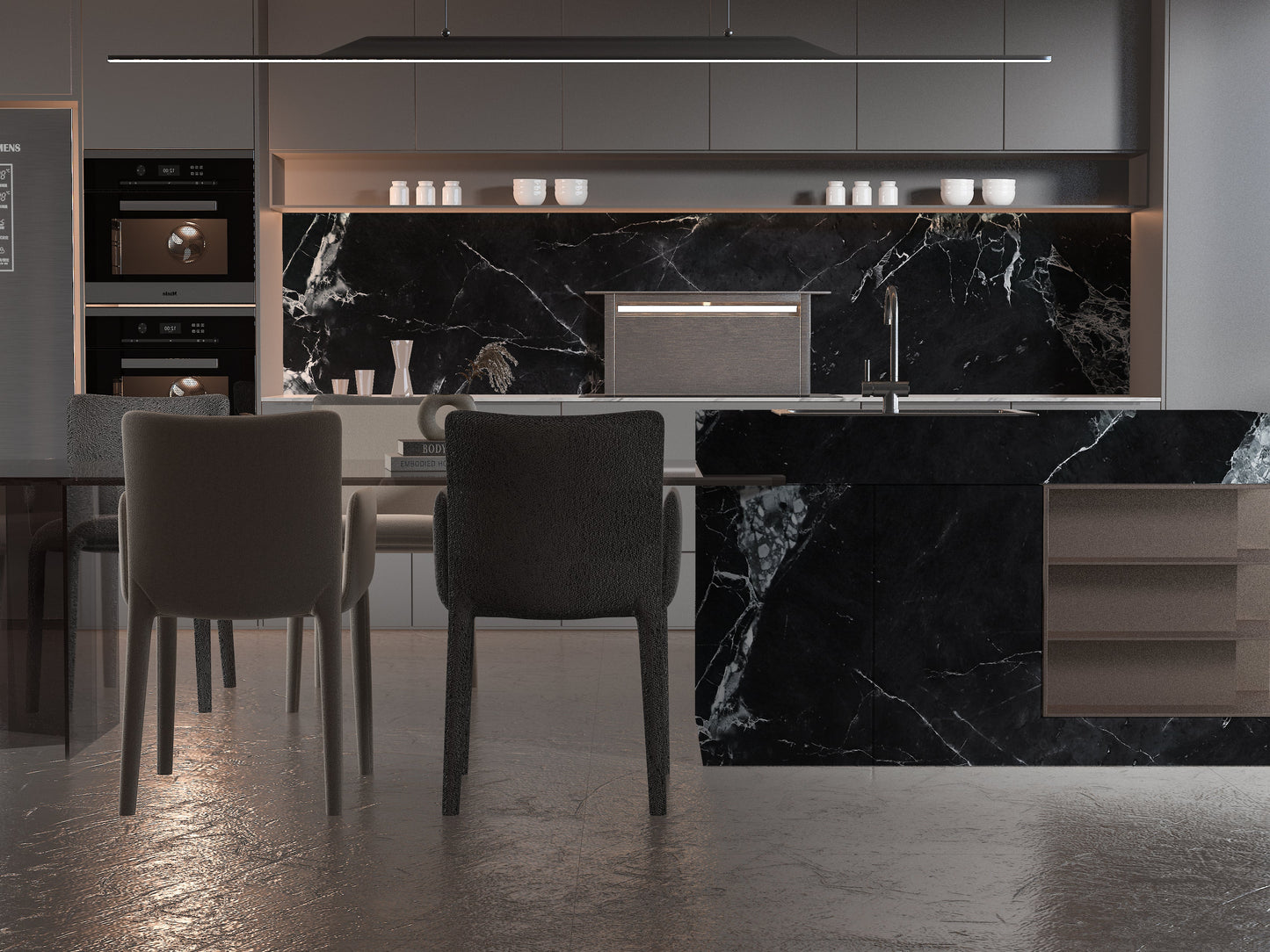 Black and White Marble UV Protected PVC Wall Panel - 4x8 ft, Fireproof & Waterproof, (32 sq. ft)