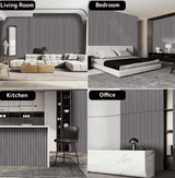 Koto Gray wood slat acoustic wall panels for office feature wall