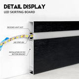 Aluminum LED Skirting Baseboard Channel System, 3.3ft, 4" height, surface-mounted wall trim with LED strip.