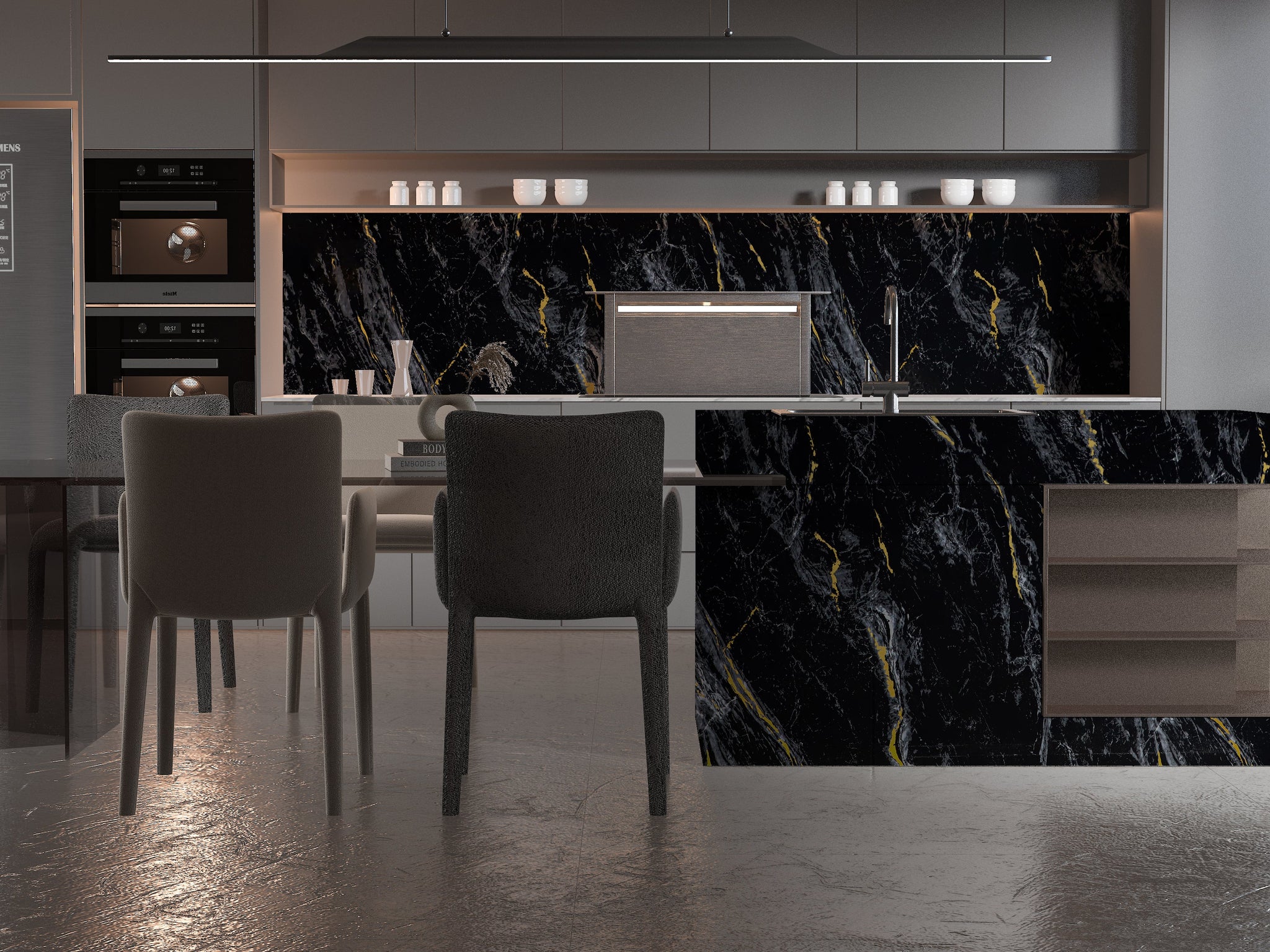 Midnight Gold Marble UV Protected PVC Wall Panel 