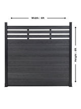 6 ft black composite fence with lattice top for privacy and airflow