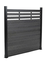 Black lattice top composite privacy fence panel for modern backyard design