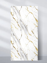 Luxe Gold Vein Marble PVC wall panel in 4 x 8 ft size with a white surface and sweeping gray and gold veining
