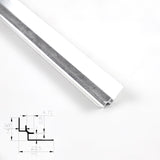 White aluminum inside corner trim for 3mm PVC wall panels with cross-section diagram