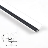 Black aluminum inside corner trim for 3mm PVC wall panels with cross-section diagram