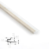 3mm aluminum end cap trim fitted over a beige PVC wall panel edge with cross-section diagram