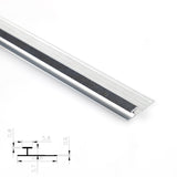 Silver 3mm aluminum H-joint connection trim with a dark charcoal center strip