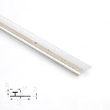 Silver 3mm aluminum H-joint connection trim with a beige textured center strip
