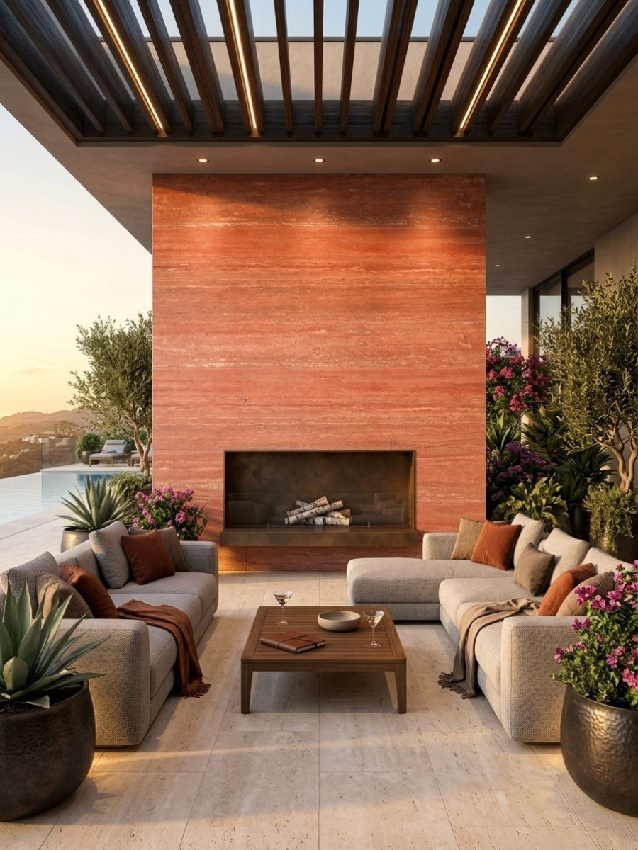 Flexible Soft Stone Wall Panel Natural Travertine Surface Detail