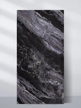 Upright Noir Vein Marble PVC wall panel with sweeping black, gray and white veining