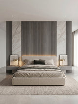 Oak Gray WPC Fluted Wall Panels for Modern Living Room Design