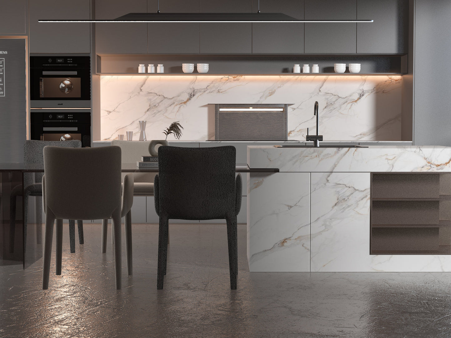 PVC 3D Marble Sheet Whitewave Azure. NewGen Depot. Kitchen Design From PVC Marble Sheets