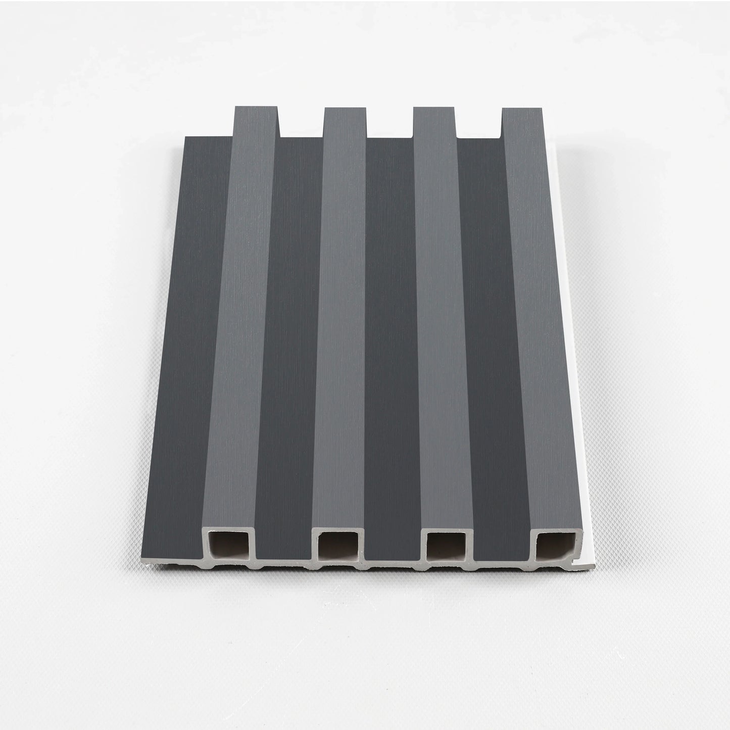 Silver Gray Metallic Stylish WPC fluted 3D panel sample for commercial walls