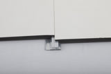 Aluminum invisible seamless trim connector installed between two white panel edges