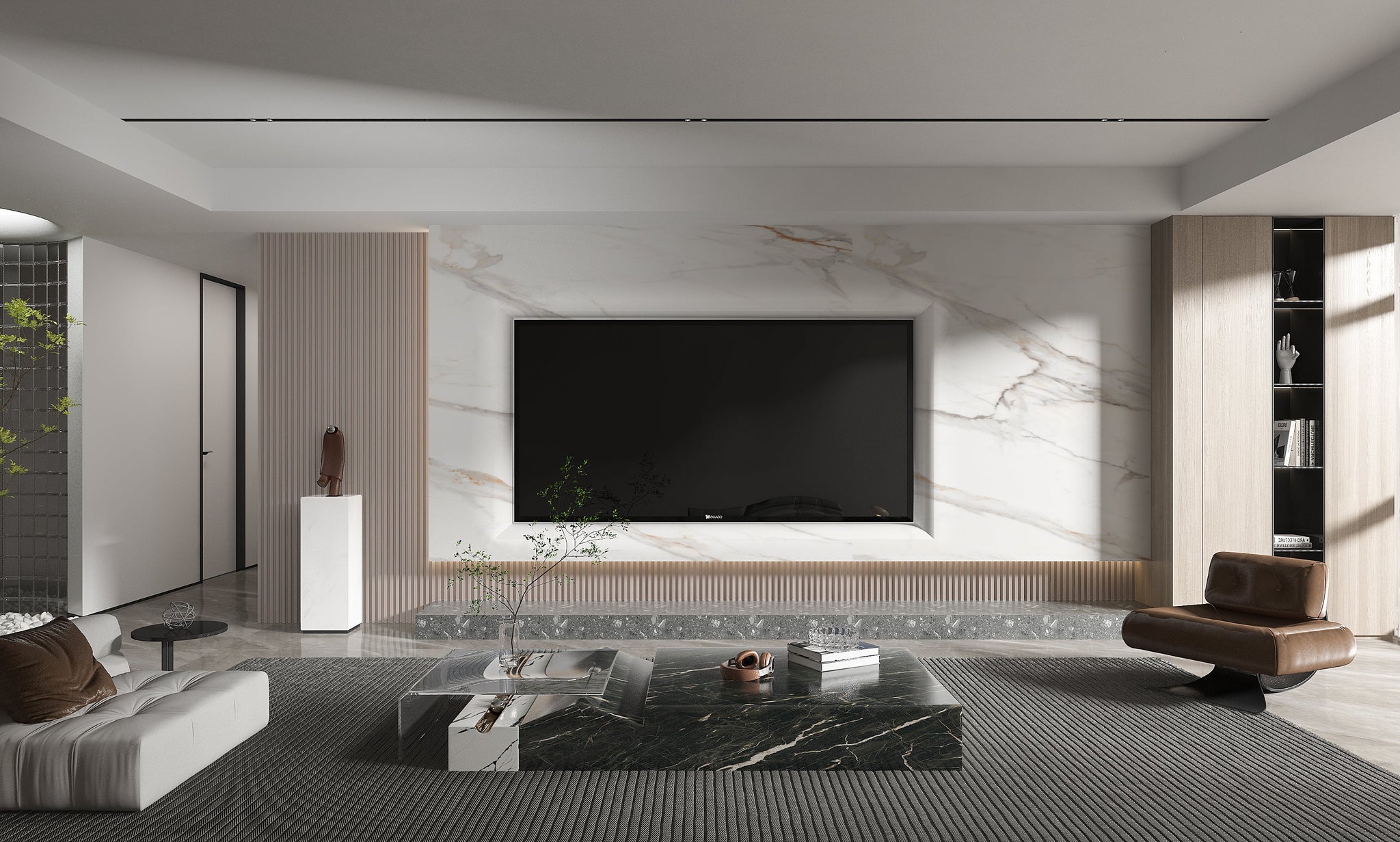 Amber Vein Luxury Marble Veneer Wall Panels - Seamless Connection | Book Match Design