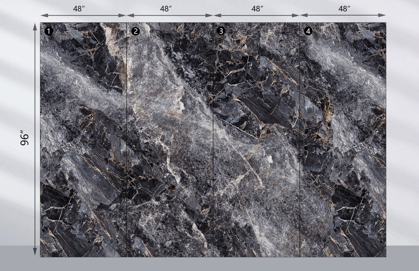 3D Doral Night Marble UV Protected PVC Wall Panel - 4x8 ft, Fireproof & Waterproof, (32 sq. ft)