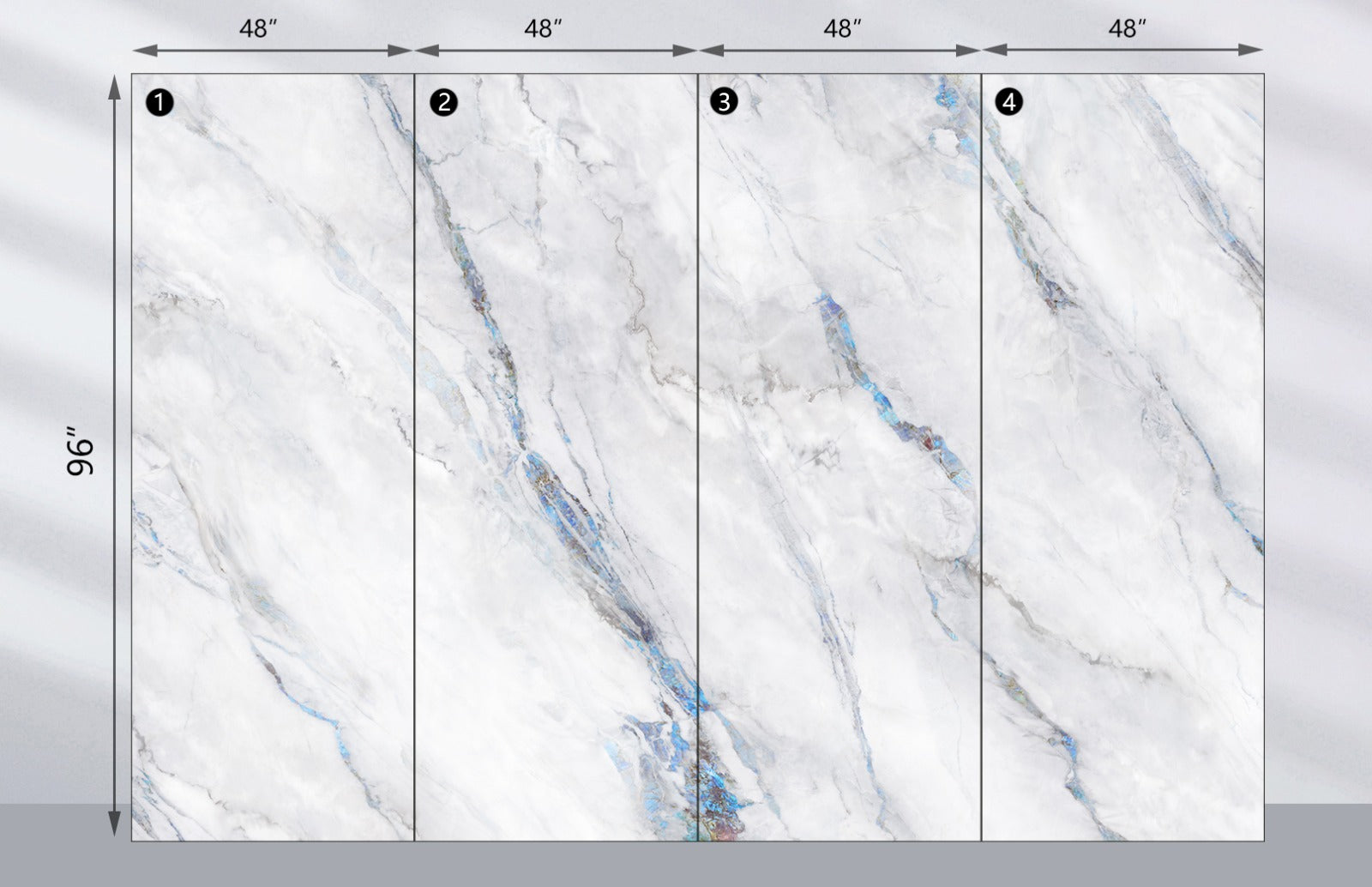 3D Bluewave PVC Marble Sheets UV Protected | Waterproof | 4x8 ft (32 sq. ft)