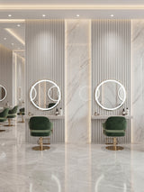 White Brushed WPC Fluted Wall Panels for Luxury Beauty Salon