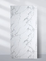 Full 4 x 8 ft white gray pearl marble-look PVC wall panel with fine gray veining